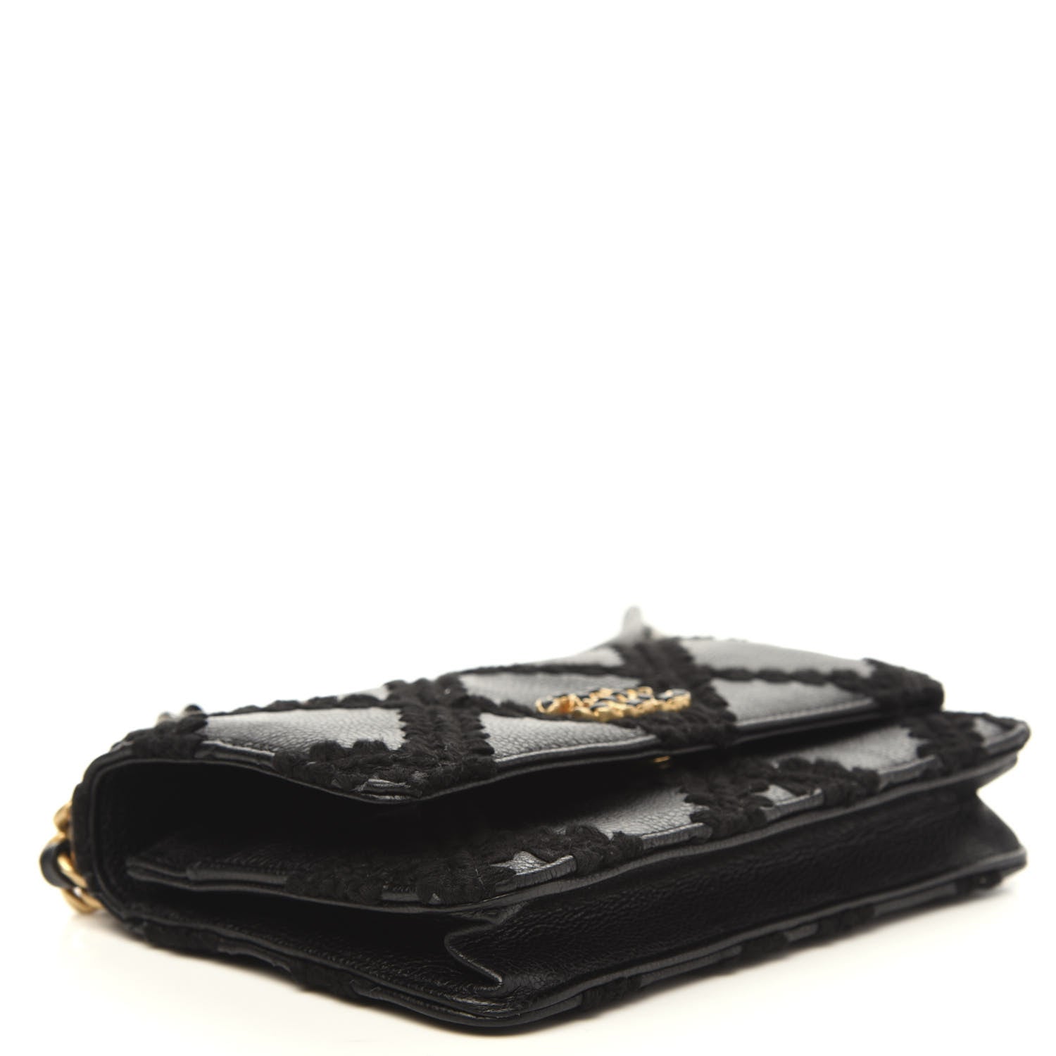 Chanel Calfskin Crochet 19 Wallet On Chain WOC Black 4 of 13