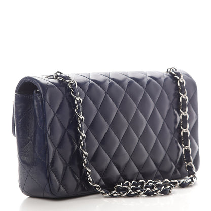 Chanel Lambskin Quilted East West Flap Navy 2 of 8