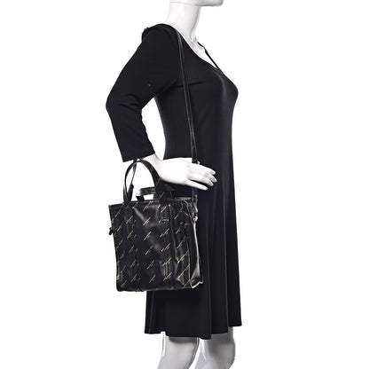 Balenciaga Calfskin Allover Logo XS Bazar Shopper Tote Black Gold 2 of 10