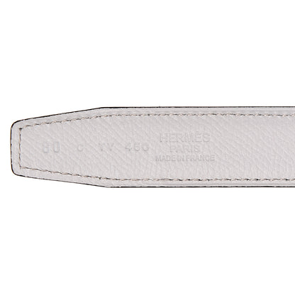 Hermes Swift Epsom 24mm Guilloche H Belt 80 Black White 6 of 7