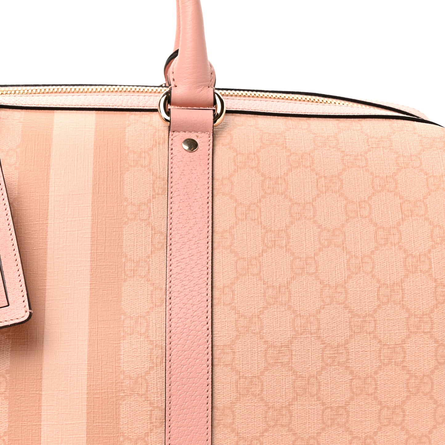 GG Supreme Monogram Textured Dollar Calfskin Web Medium Savoy Duffle Bag Rose Pink