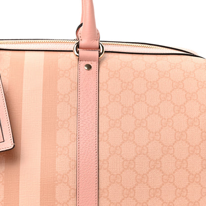 Gucci GG Supreme Monogram Textured Dollar Calfskin Web Medium Savoy Duffle Bag Rose Pink 8 of 10