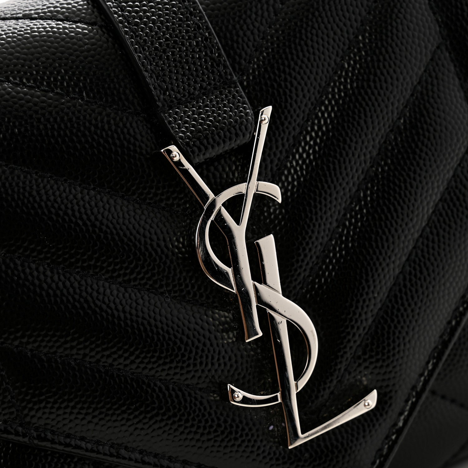 Saint Laurent Grain De Poudre Textured Mixed Matelasse Triquilt Small Monogram Satchel Black 11 of 12