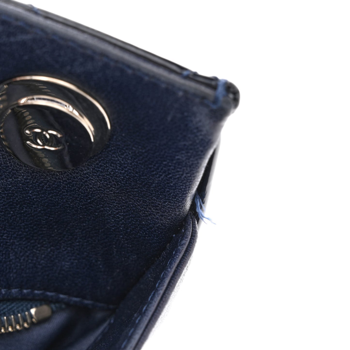 Patent Quilted Accordion Shopping Tote Navy