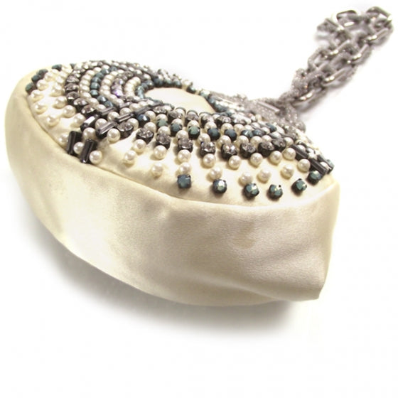 Satin Crystal Beaded Wristlet