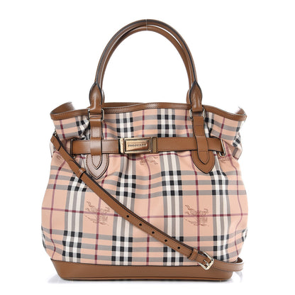 Burberry Haymarket Check Medium Golderton Tote Mid Camel 1 of 11