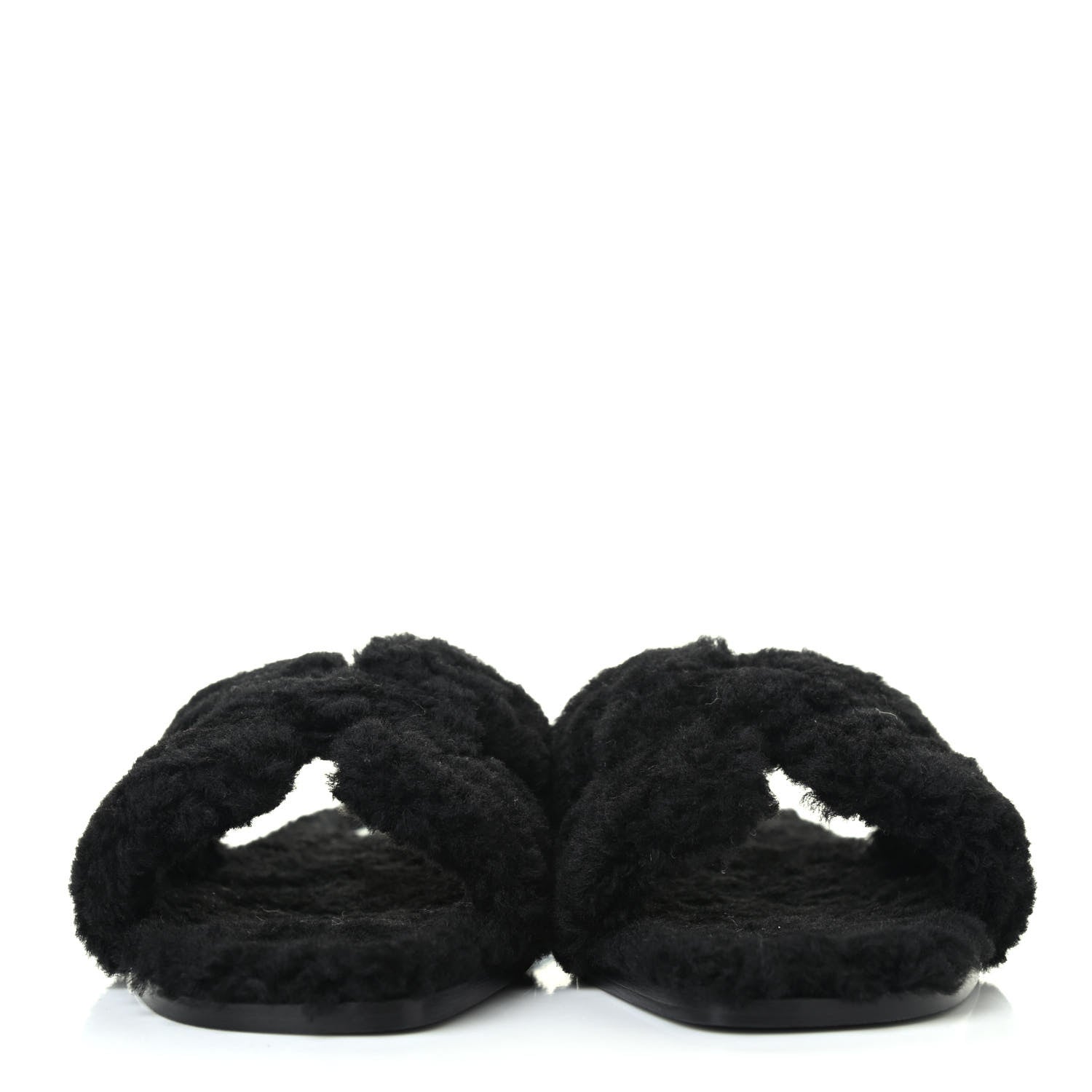 Hermes Woolskin Oran Sandals 38 Black 2 of 4