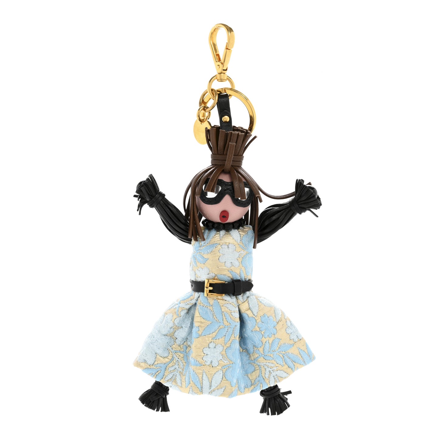 Calfskin Brocade Jasmine Doll Trick Keychain Multicolor