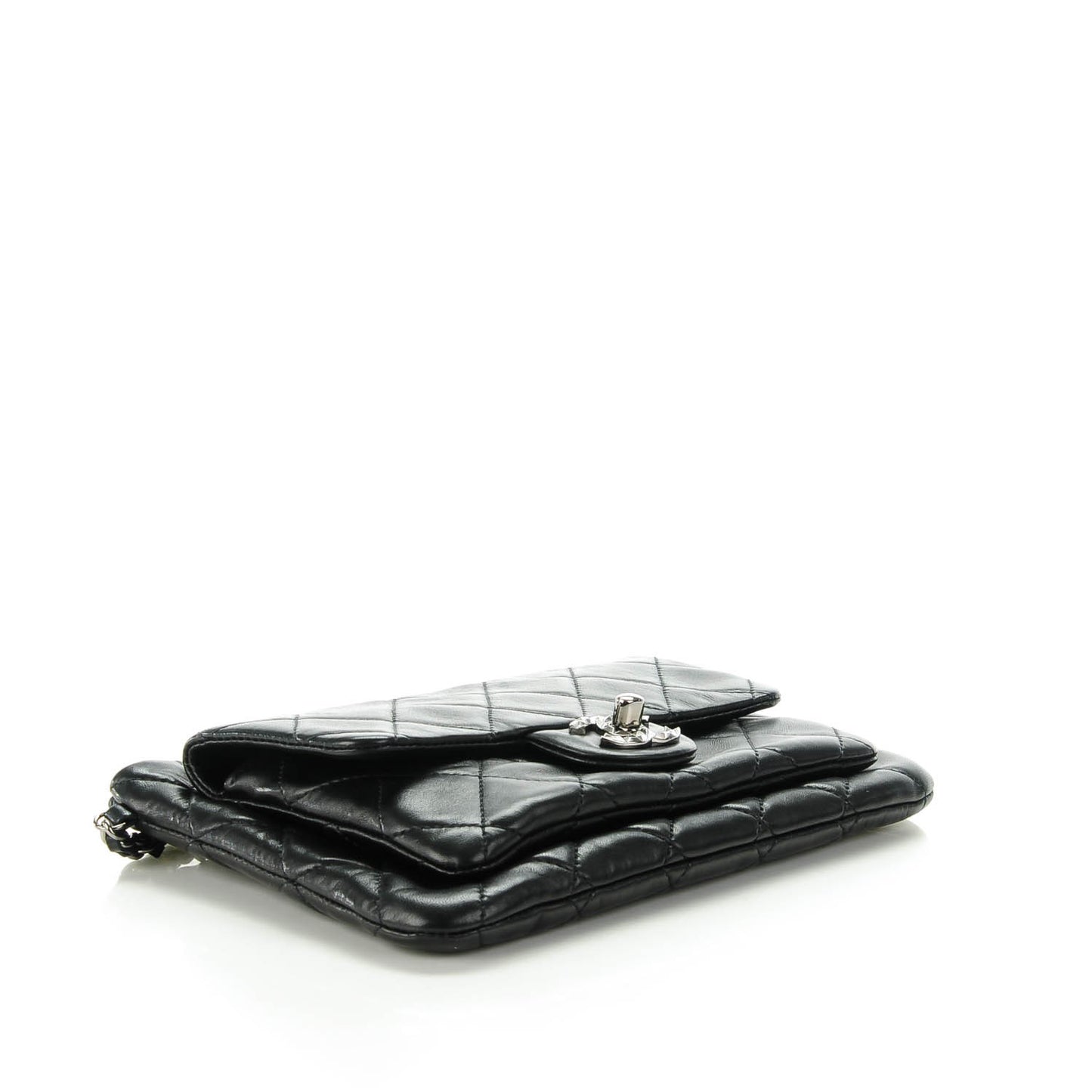 Lambskin Quilted Mineral Nights Flap Wristlet Black
