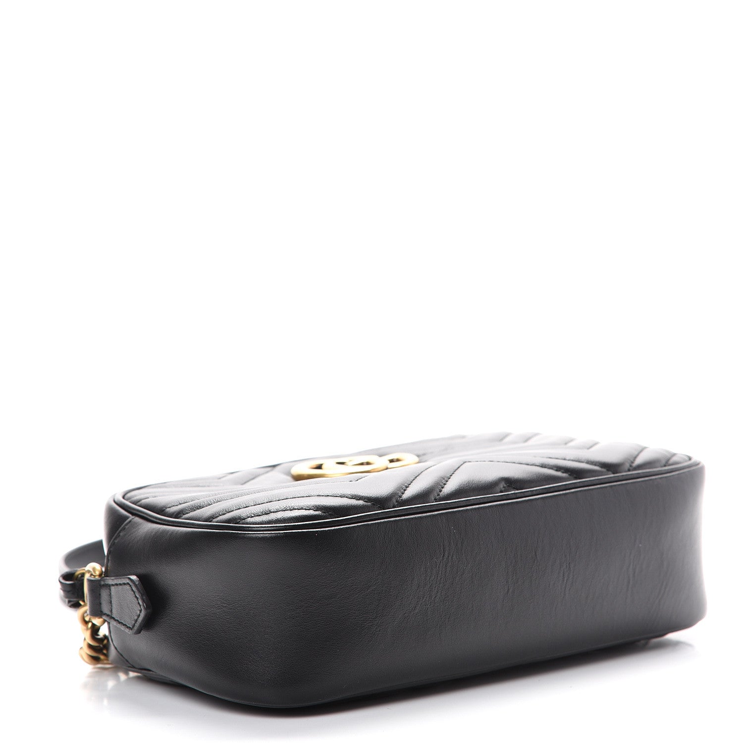 Gucci Calfskin Matelasse Small GG Marmont Chain Shoulder Bag Black 3 of 10