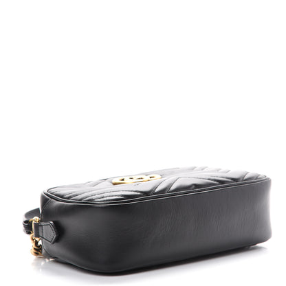 Gucci Calfskin Matelasse Small GG Marmont Chain Shoulder Bag Black 3 of 10