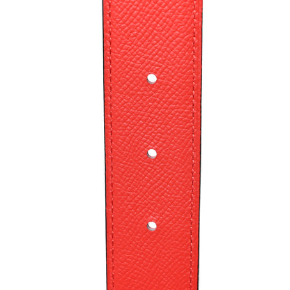 Hermes Epsom 32mm Guilloche H Belt 85 34 Rose Confetti Rouge Tomate 4 of 4