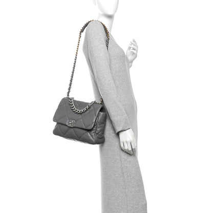 Chanel Lambskin Quilted Large Chanel 19 Flap Dark Grey 2 of 11