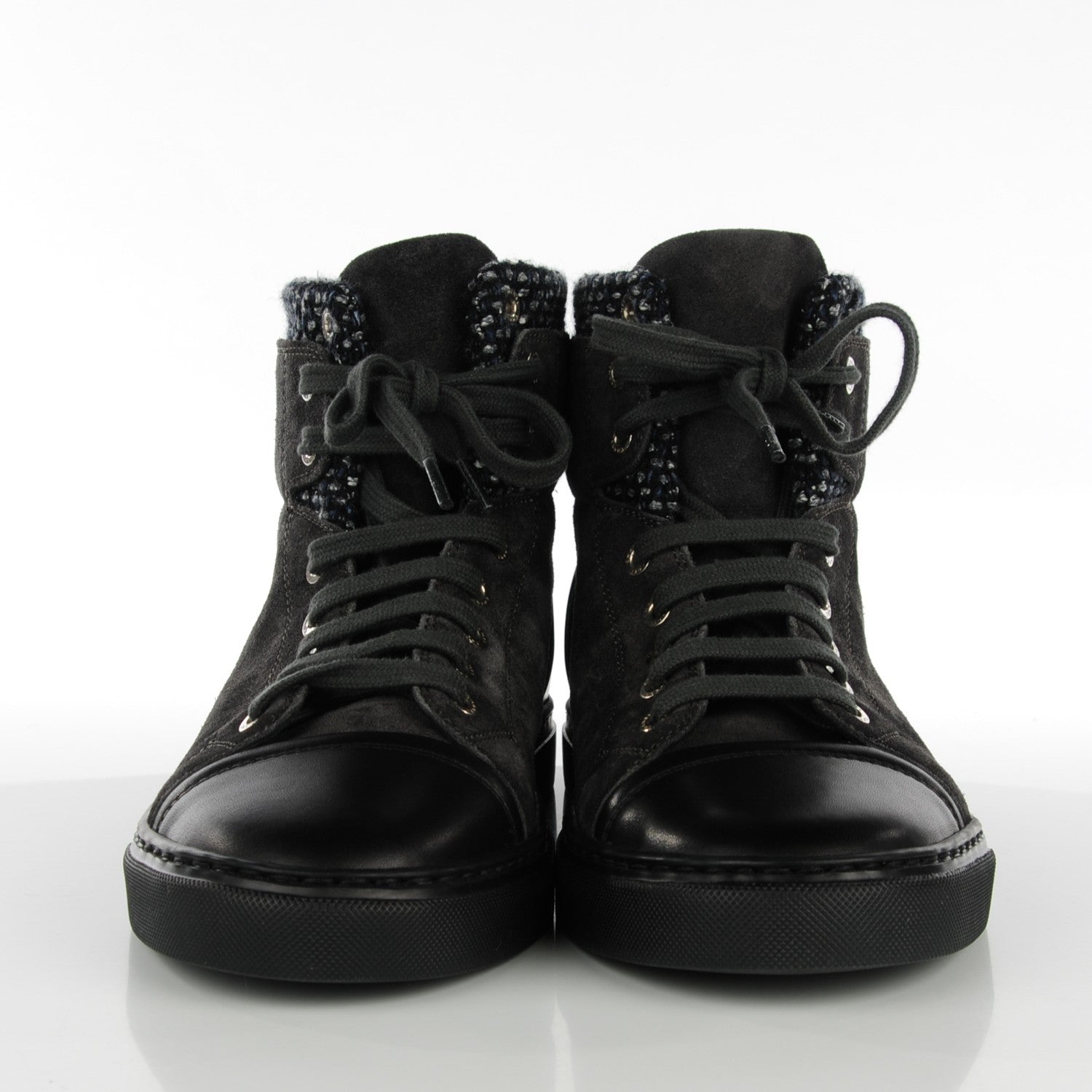 Chanel Suede Tweed High Top Sneakers 39.5 Dark Grey 2 of 8
