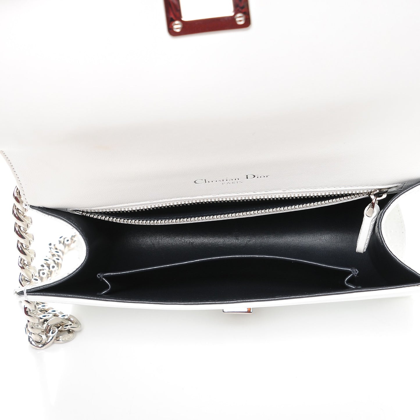 Patent Micro-Cannage Small Diorama Flap Bag White