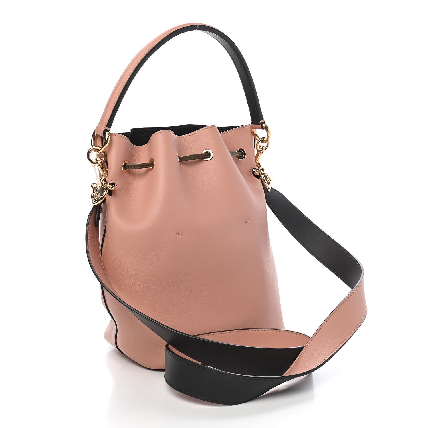 Fendi Vitello Grace F is Fendi Stamp Patch Perforated Small Mon Tresor Bucket Bag Rosa Bourbon 2 of 8