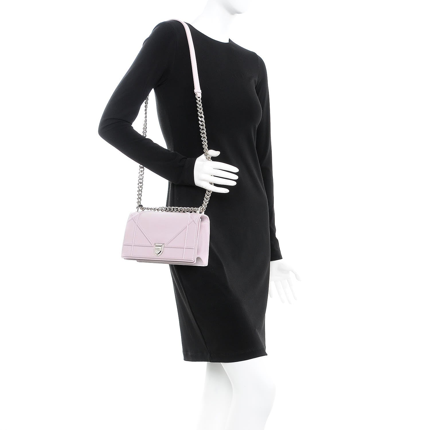 Christian Dior Grained Calfskin Small Diorama Flap Bag Pink 3 of 13