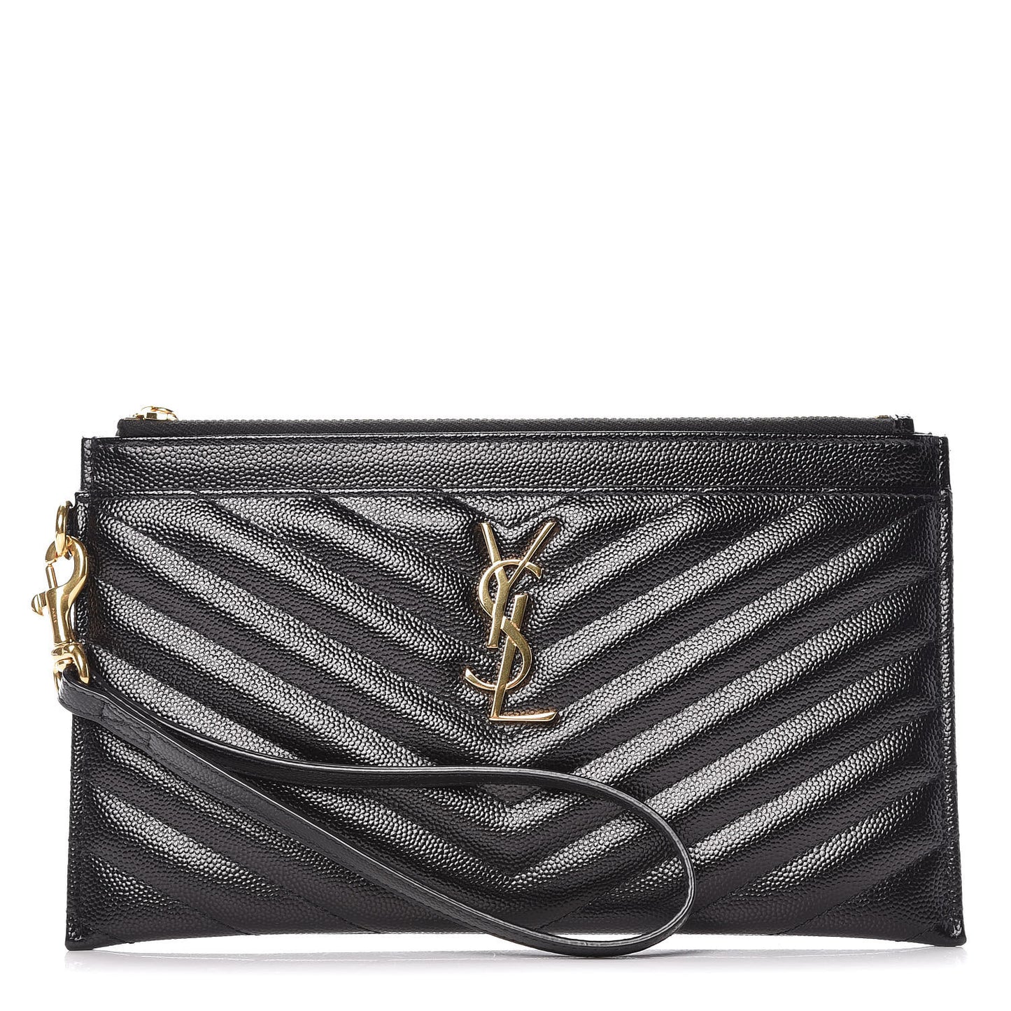 Grain De Poudre Chevron Monogram Bill Pouch Black
