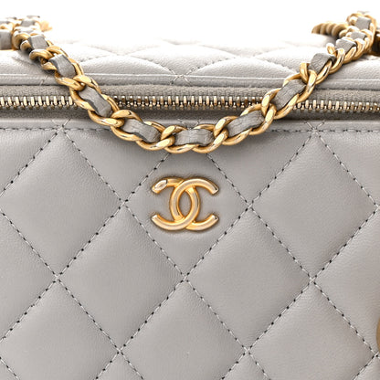 Chanel Lambskin Quilted Small Pearl Crush Vanity Case With Chain Grey 8 of 11