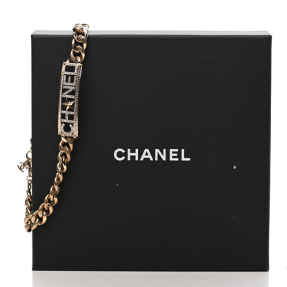 Chanel Crystal Chain Short Logo Necklace Gold 5 of 5