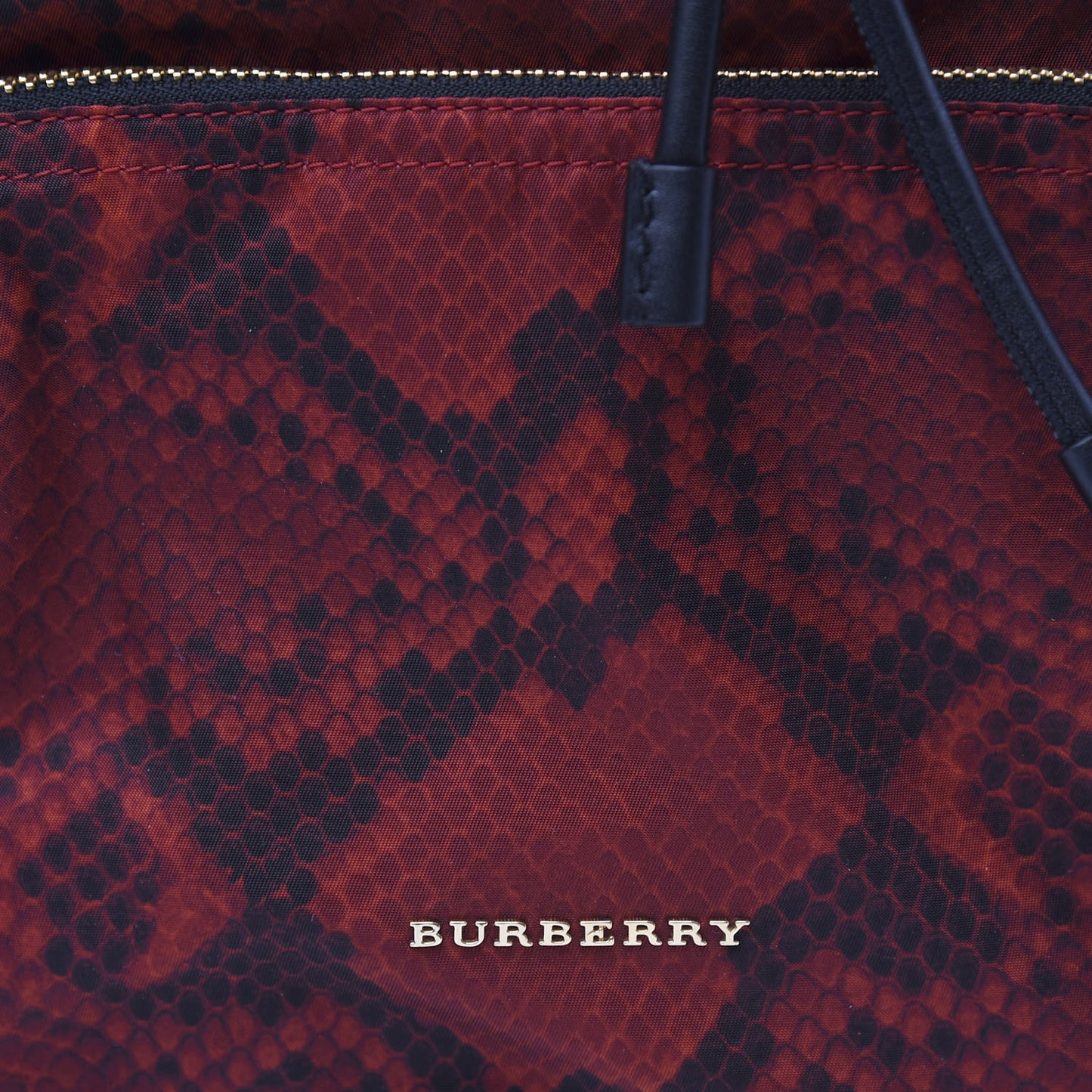 Nylon Python Print Medium Rucksack Backpack Burgundy Red