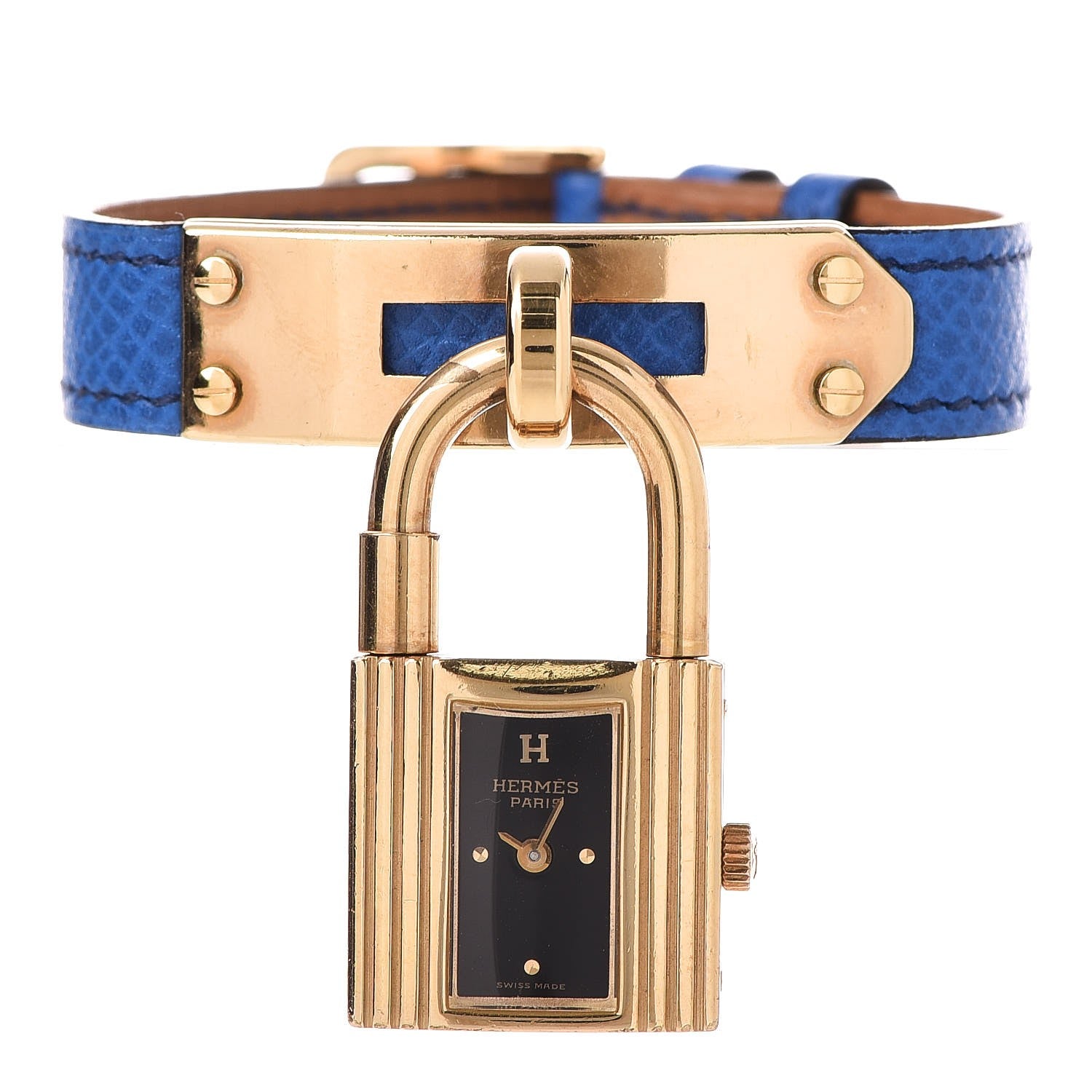 Hermes Stainless Steel Courchevel 20mm Kelly Cadena Quartz Watch Bleu France 1 of 11