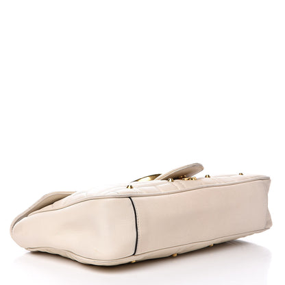 Gucci Calfskin Matelasse Studded Medium GG Marmont Shoulder Bag White 4 of 17