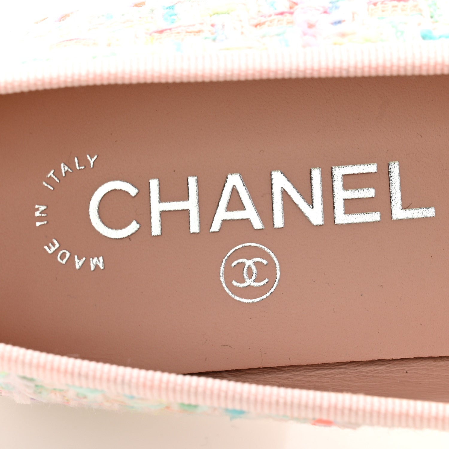 Chanel Cotton Tweed Patent Calfskin Cap Toe Ballerina Flats 36.5 Light Pink Multicolor White 7 of 12