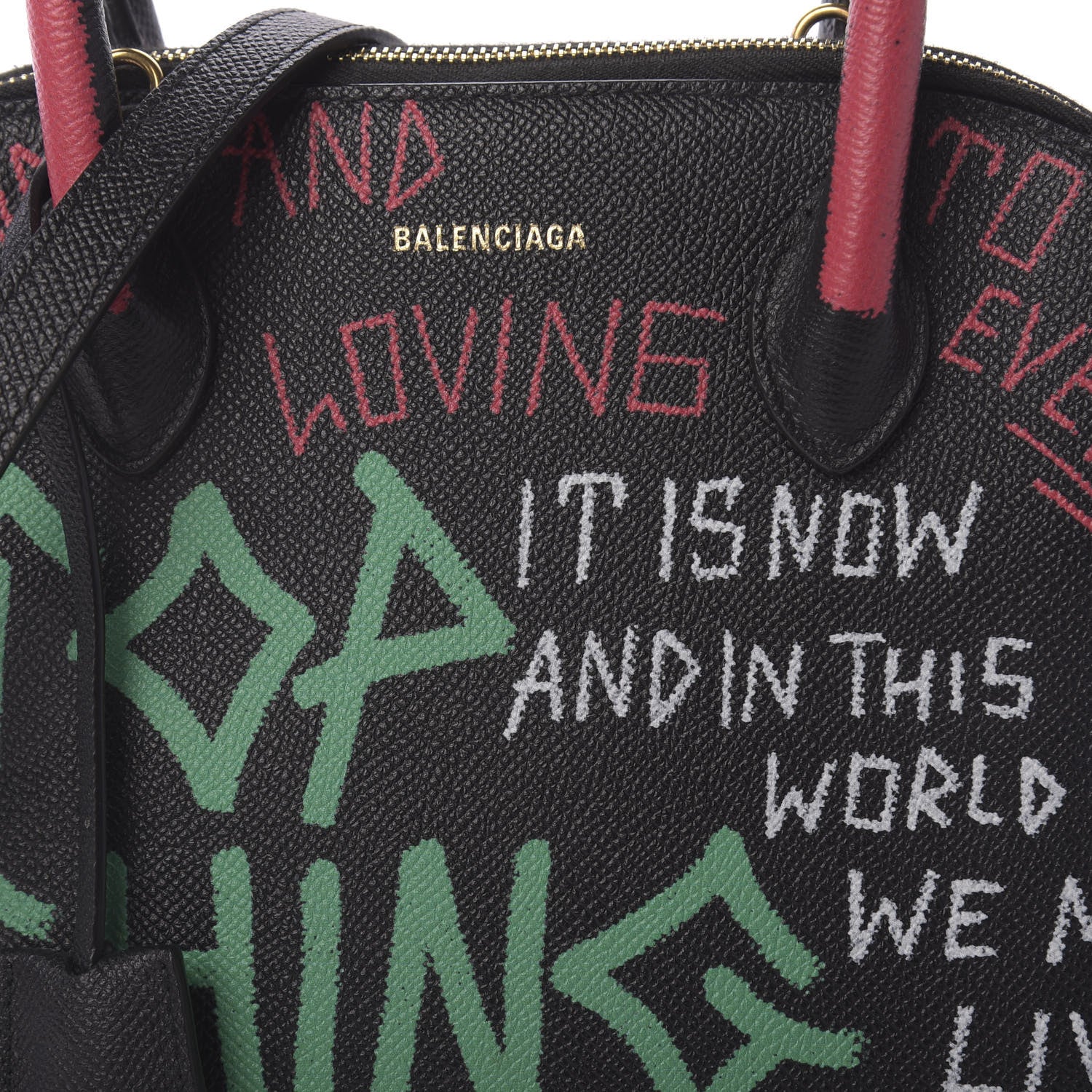 Balenciaga Signature Grained Calfskin Graffiti S Ville Top Handle Bag Black Multicolor 8 of 8