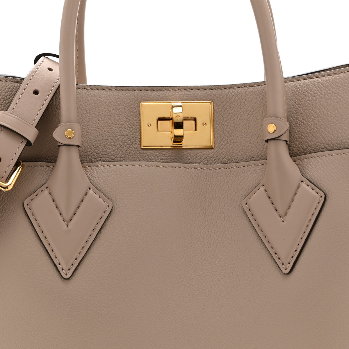 Louis Vuitton Calfskin Monogram On My Side MM Greige 7 of 9