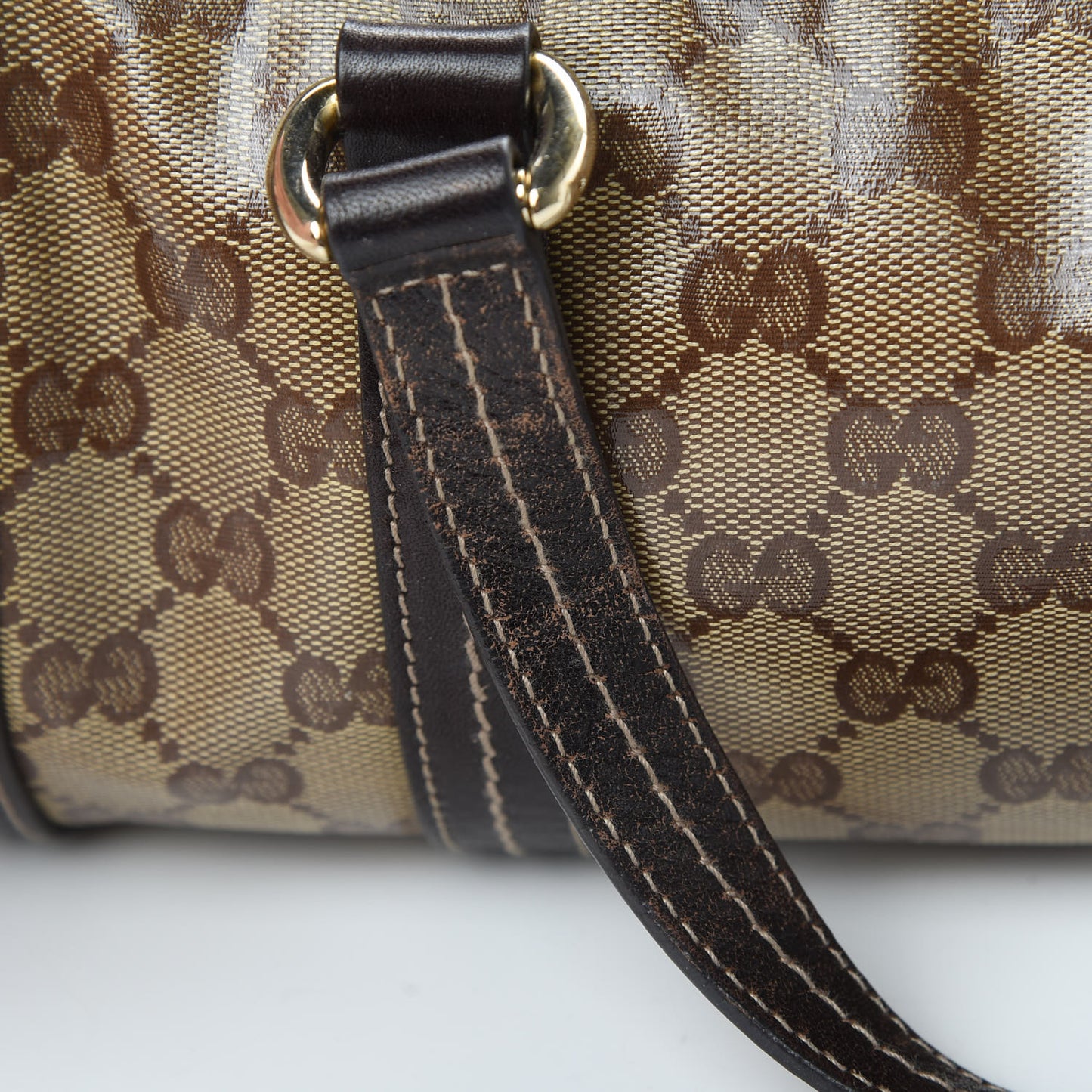 Crystal Monogram Duchessa Small Boston Bag Brown