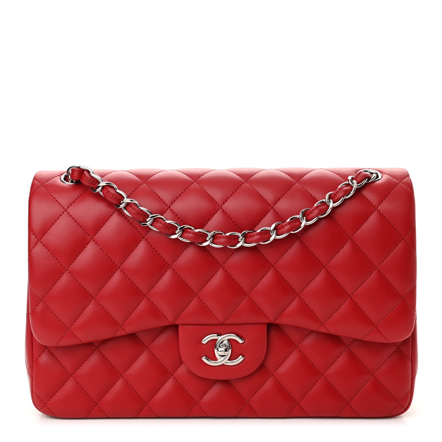 Chanel Lambskin Quilted Jumbo Double Flap Red 1 of 12