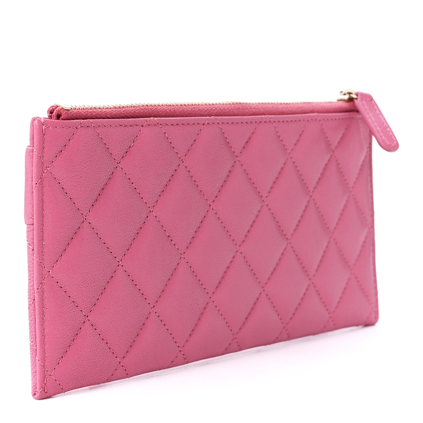 Sheepskin Quilted Mademoiselle Vintage Zip Pouch Pink