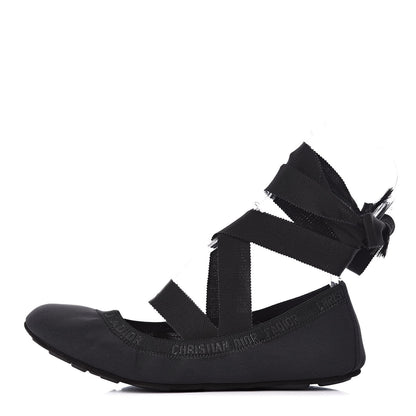 Christian Dior Micro Mesh Academy Lace-Up Ballerina Flats 39 Black 1 of 8