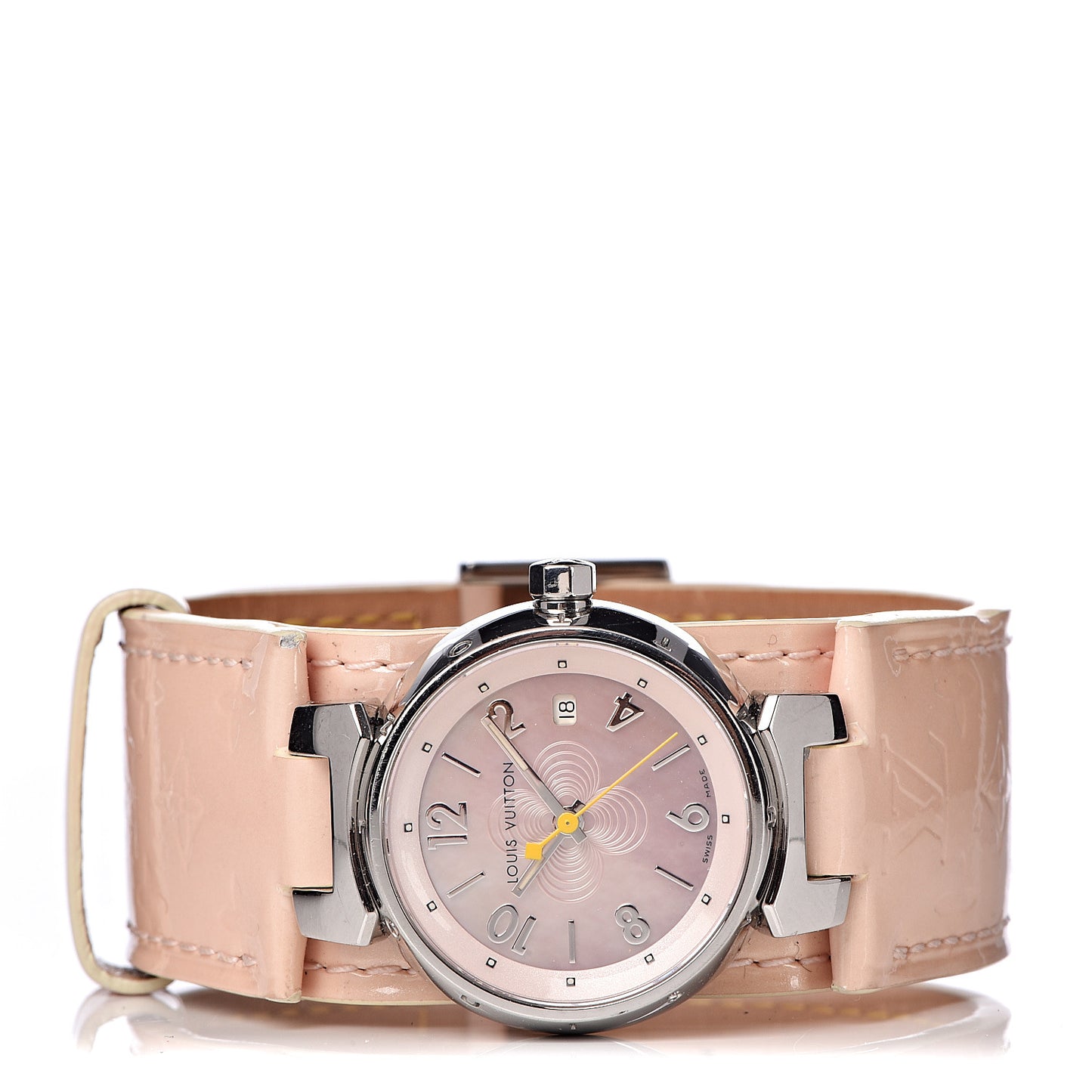 Stainless Steel Vernis Pink Mother of Pearl 28mm Tambour Quartz Watch