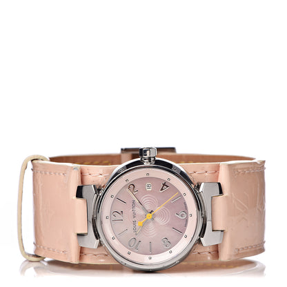 Louis Vuitton Stainless Steel Vernis Pink Mother of Pearl 28mm Tambour Quartz Watch 3 of 8
