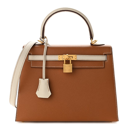 Hermes Epsom Horseshoe Kelly Sellier 25 Gold Craie 1 of 12