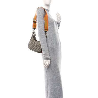 Gucci GG Supreme Monogram Textured Calfskin Web Small Attache Shoulder Bag Beige Ebony New Acero 2 of 9