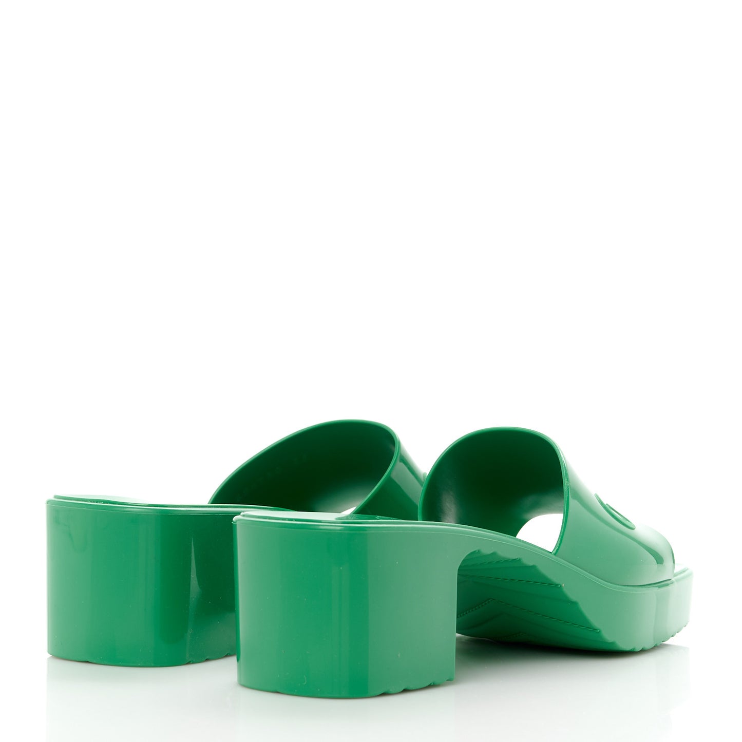 Rubber Gucci Logo Womens Platform 20/60mm Slide Sandals 36 New Shamarock