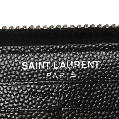 Saint Laurent Grain De Poudre Matelasse Chevron Monogram Zip Around Wallet Black 6 of 8