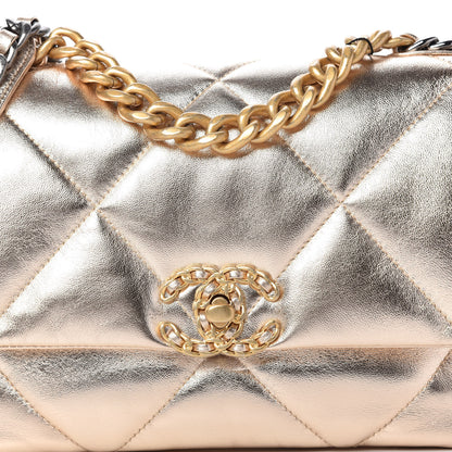 Chanel Metallic Lambskin Quilted Medium Chanel 19 Flap Gold 10 of 10