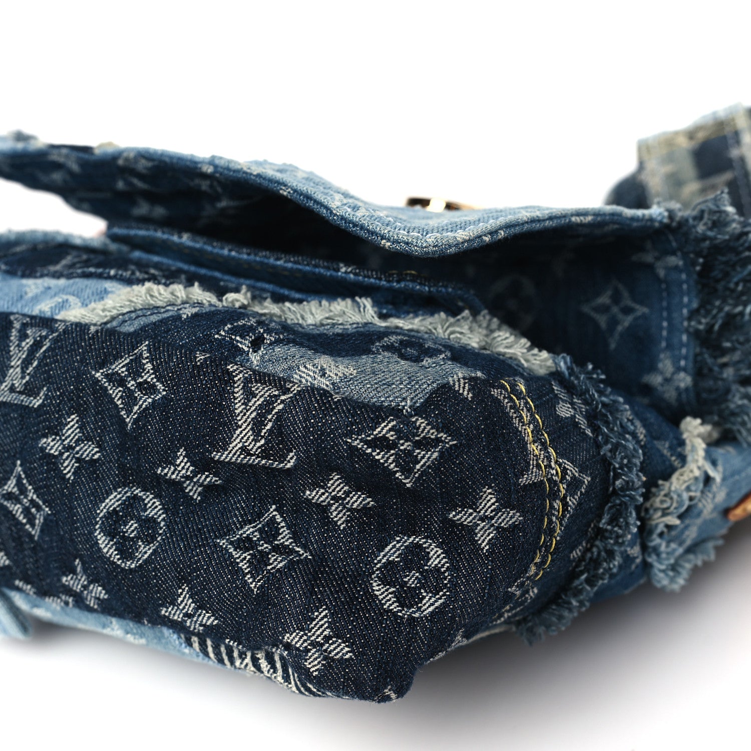 Louis Vuitton Denim Patchwork Posty Messenger Bag Blue 8 of 10