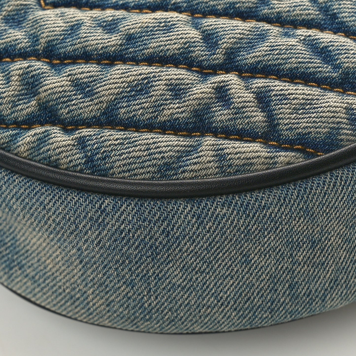 Denim Quilted Monogram Round Crossbody Bag Rodeo Blue