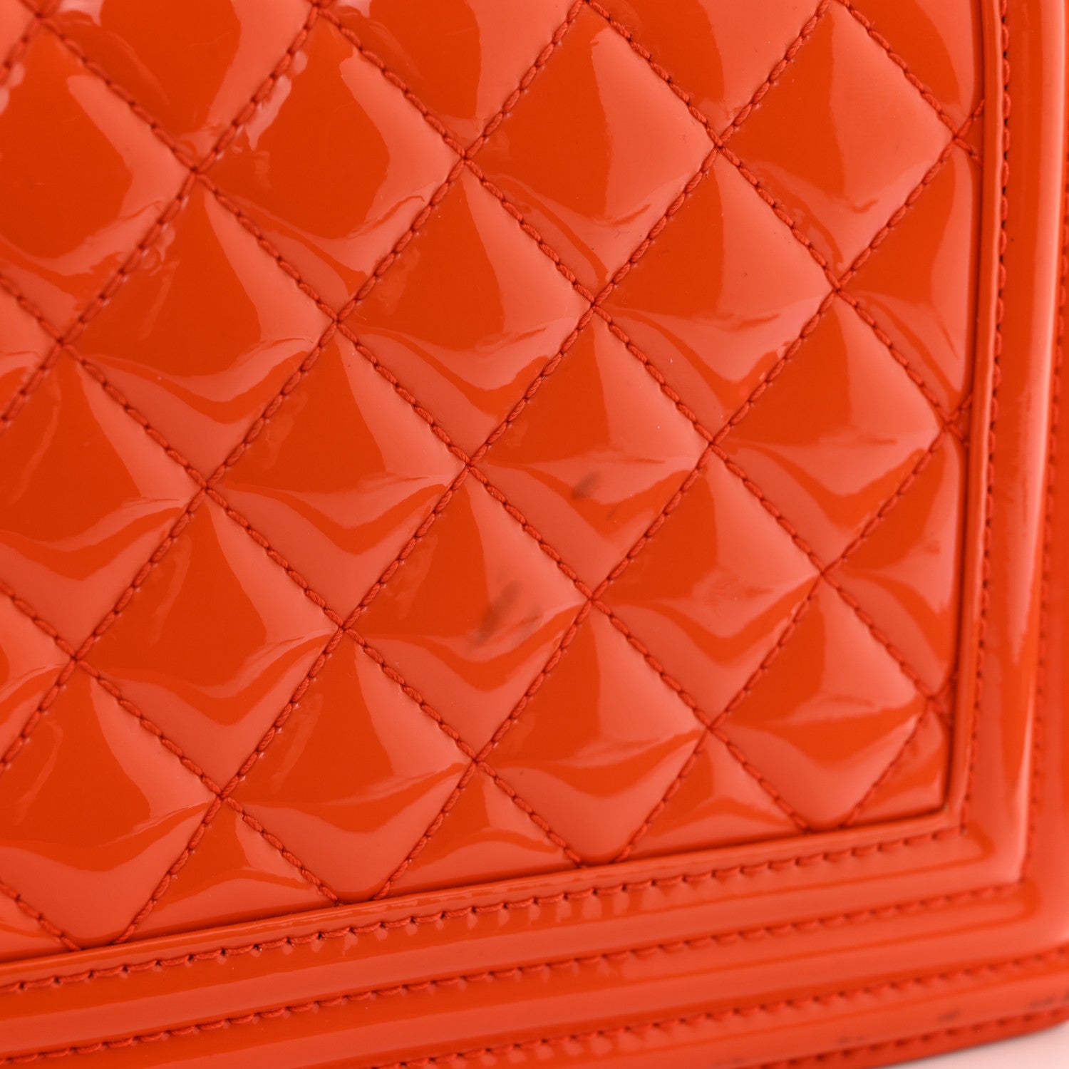 Chanel Patent Calfskin Quilted Medium Plexiglass Boy Flap Orange 11 of 11