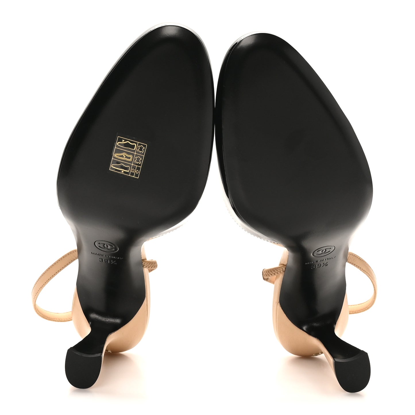 Patent Lambskin Gabrielle Slingback Pumps 39.5 Beige Black