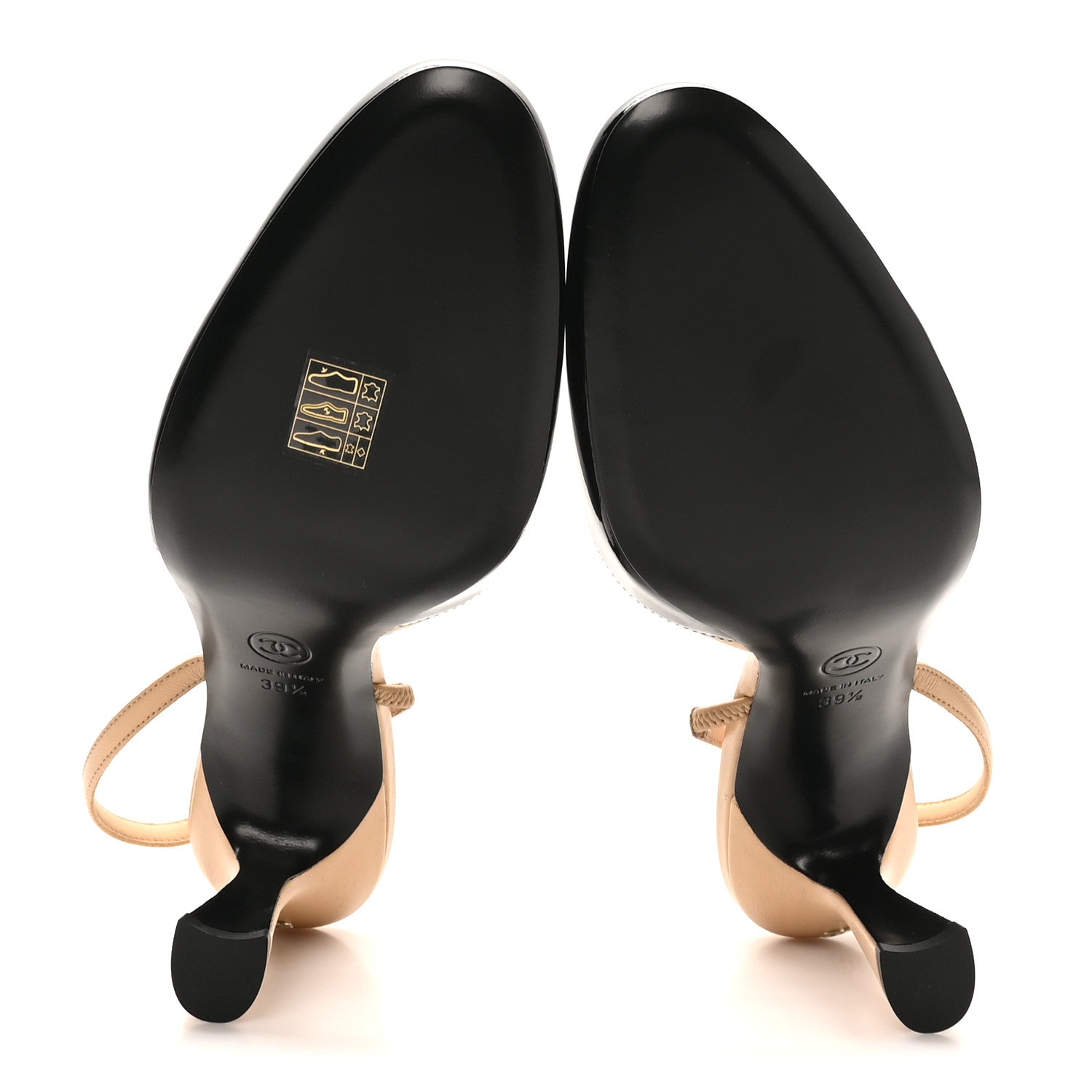 Chanel Patent Lambskin Gabrielle Slingback Pumps 39.5 Beige Black 6 of 9