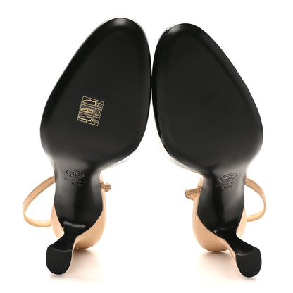 Chanel Patent Lambskin Gabrielle Slingback Pumps 39.5 Beige Black 6 of 9