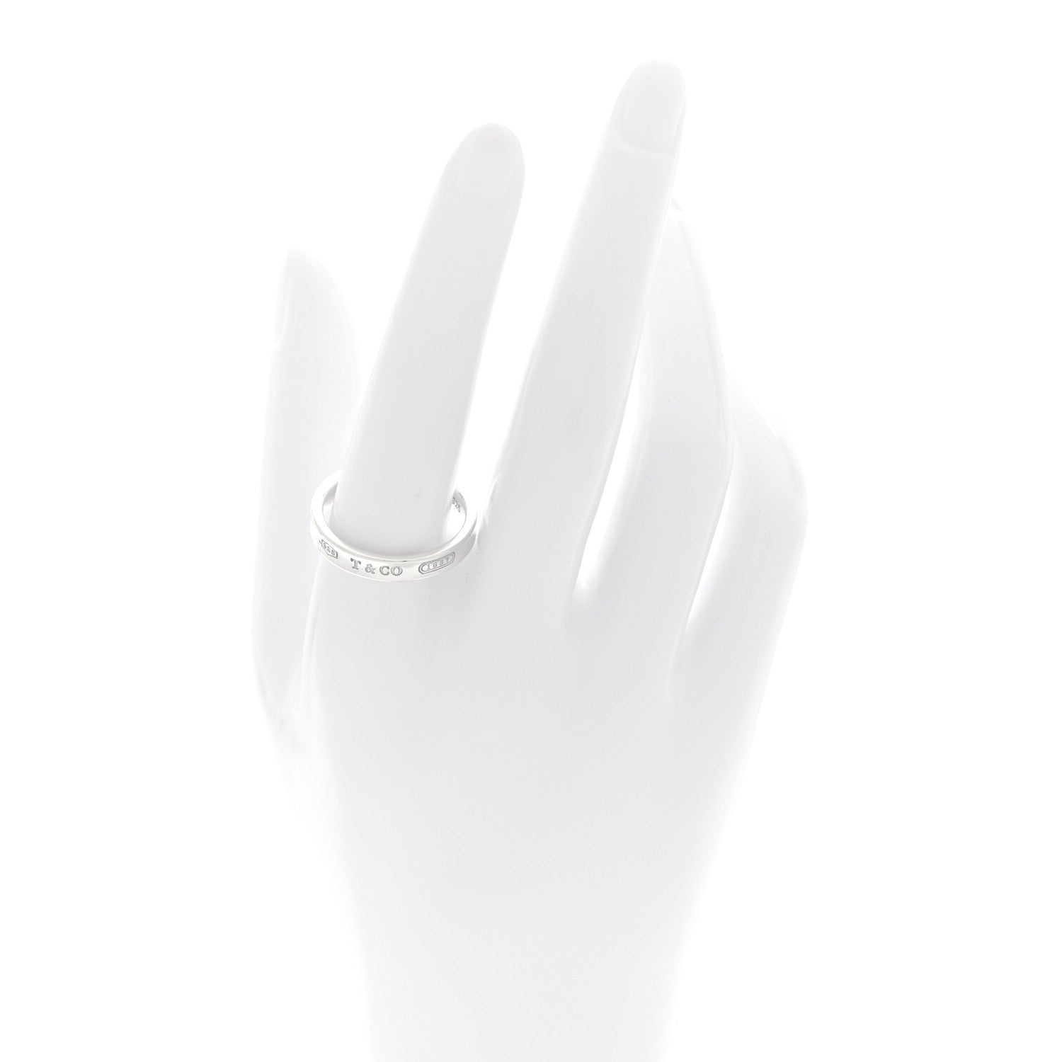 Tiffany Sterling Silver Narrow 1837 Band Ring 60 9 3 of 10