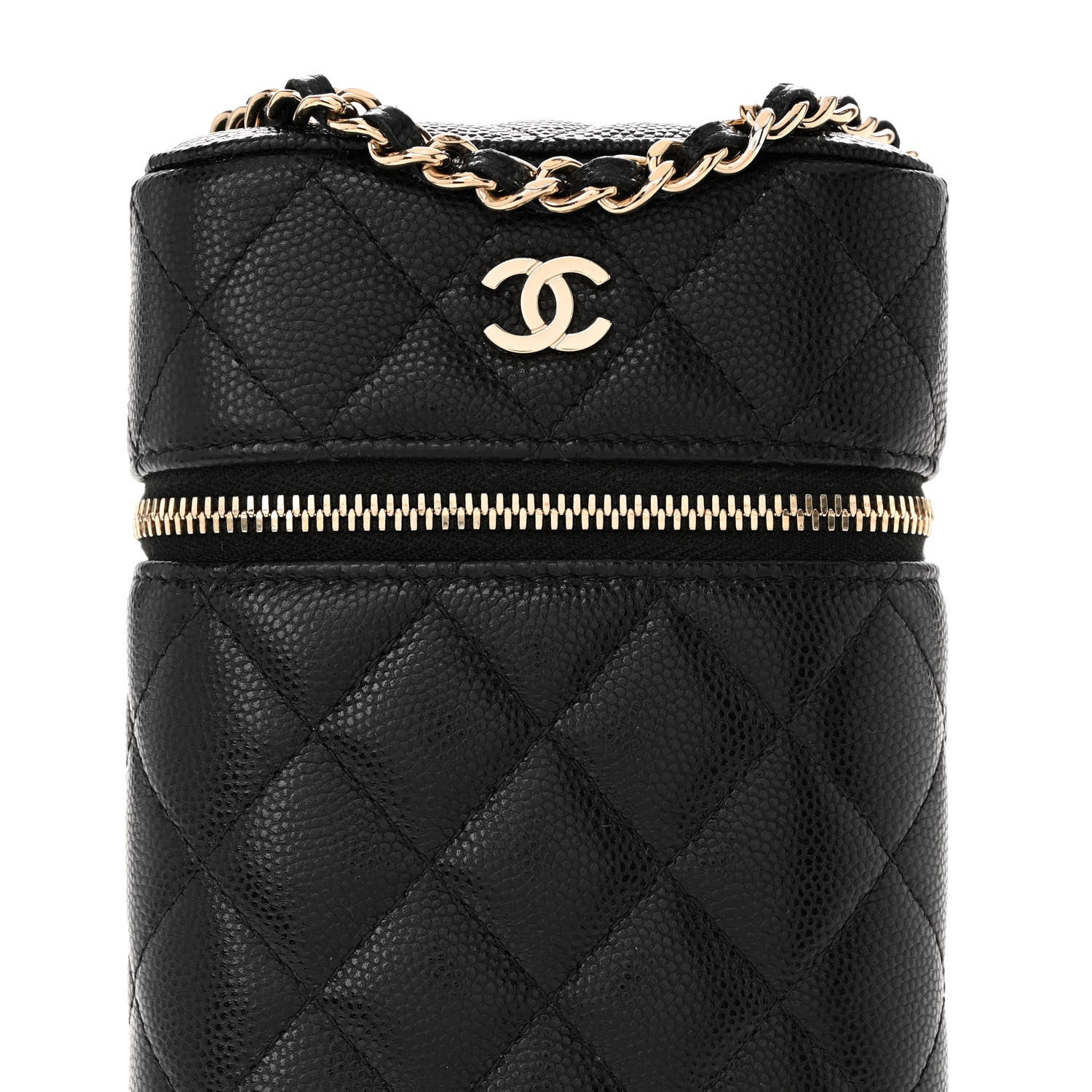 Chanel Caviar Quilted Phone Holder With Chain Black 7 of 10