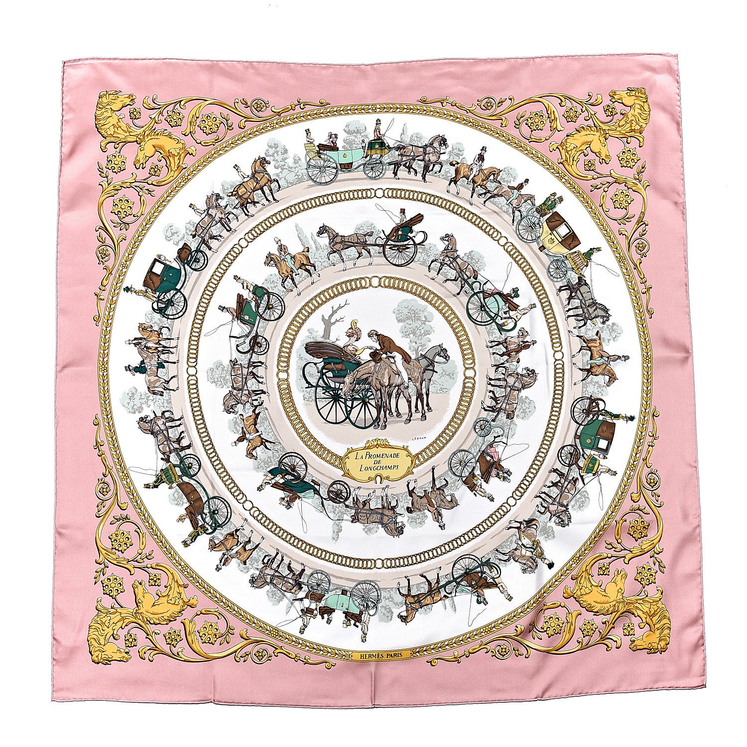 Hermes Silk La Promenade De Longchamps Scarf 90 1 of 5